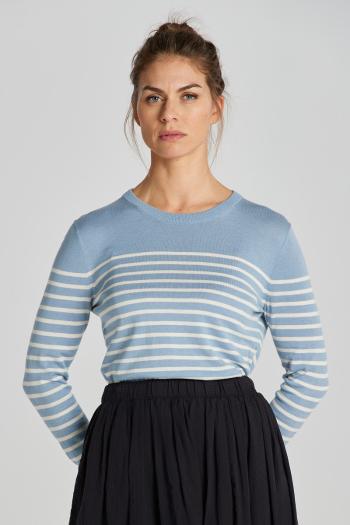 PULÓVER GANT FINE KNIT STRIPED C-NECK DOVE BLUE