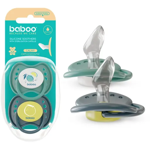 Baboo Soothers Silicone Orthodontic with Case suzetă Lagoon Fiesta 6-12 m 2 buc