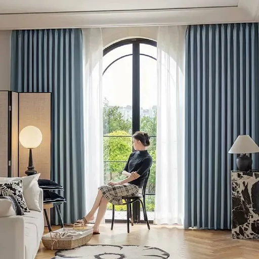 ARÔME HOME Perdea opacă din denim albastru, 135 x245 cm