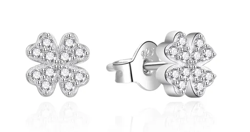 Agato Cercei din argint cu zircon Trifoi AGT-E098PW