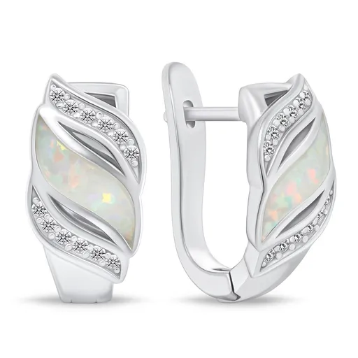 Brilio Silver Cercei fermecați din argint cu zirconi și opal sintetic EA970W