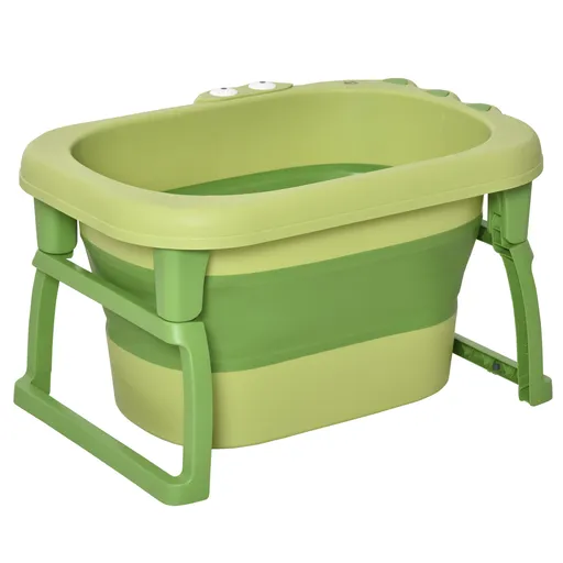 HOMCOM Cadă pentru Băiță Nou-Născuți și Copii 0-6 Ani, Plastic Antiderapant, Verde, Dimensiuni 75.3x55.4x43cm | Aosom România