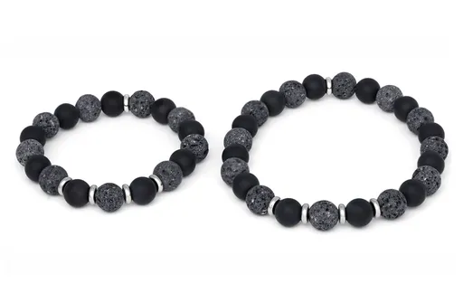 Agato Brățară minerală pentru tată și fiu MINK58/SET (onix, piatră de lava)