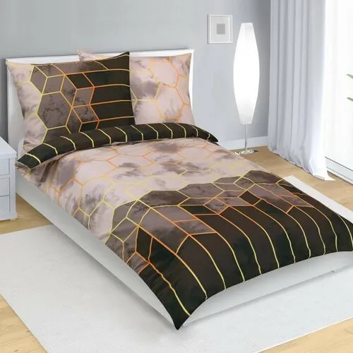 Lenjerie de pat din bumbac Bellatex Fagure maro,bej , 140 x 200, 70 x 90 cm