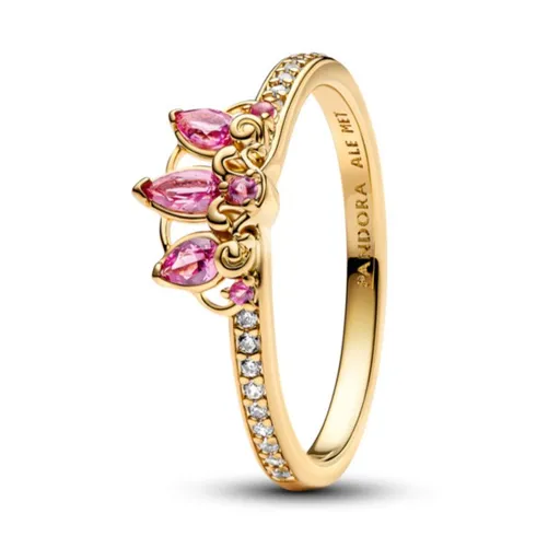 Pandora Inel placat cu aur strălucitor cu diadema prințesei Rapunzel Disney 163651C01 60 mm