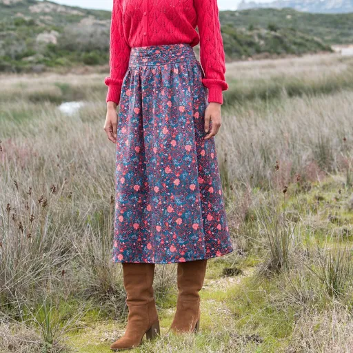 Fustă lungă imprimată, satin