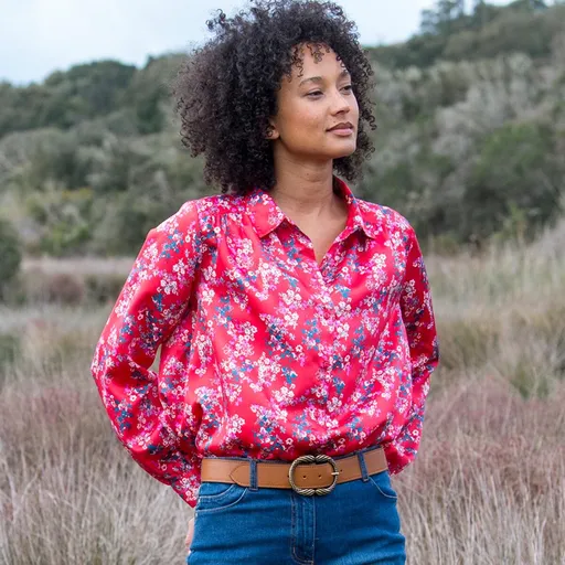 Cămașă extensibilă din satin cu imprimeu