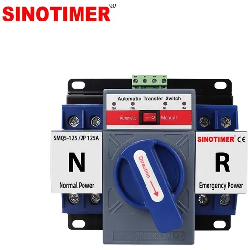 Comutator automat transfer SINOTIMER 125A 2P, ATS retea generator, mod automat si manual SMQ5-2P-125A
