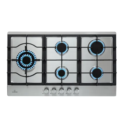 Klarstein Ignito Chef Edition, 5 zone, plită pe gaz, 5 arzătoare, arzătoare Sabaf, suprafață din sticlă ceramică