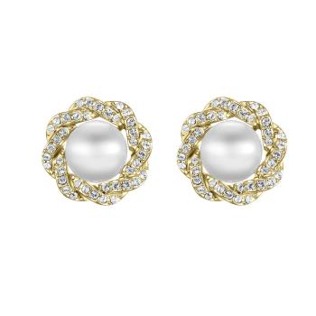 CRYSTalp Cercei de lux placați cu aur cu cristale și perlă Rich pearl 42310.G