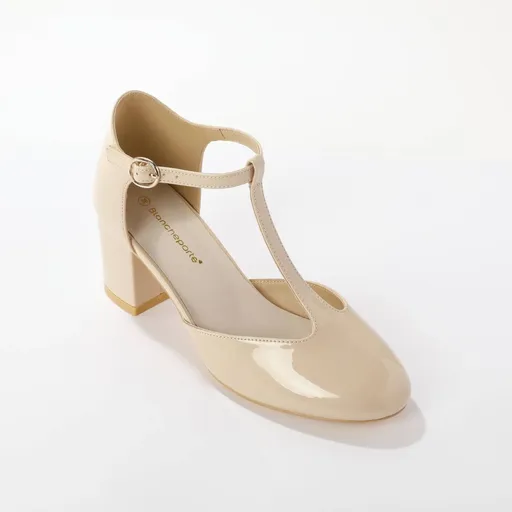 Pantofi din piele lăcuită cu baretă la gleznă