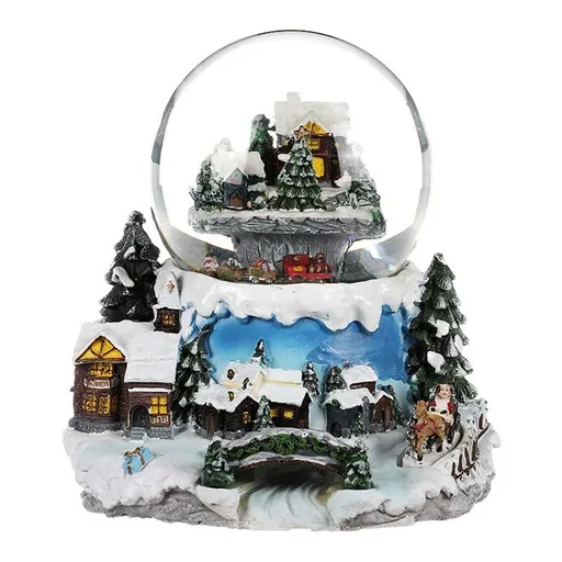 Glob de Crăciun Peisaj de iarnă, luminos, rotativ,melodie, 19 x 19 x 18 cm