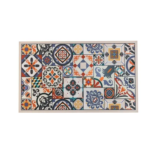 Covor din vinil cu decorațiuni din plăci multicolore