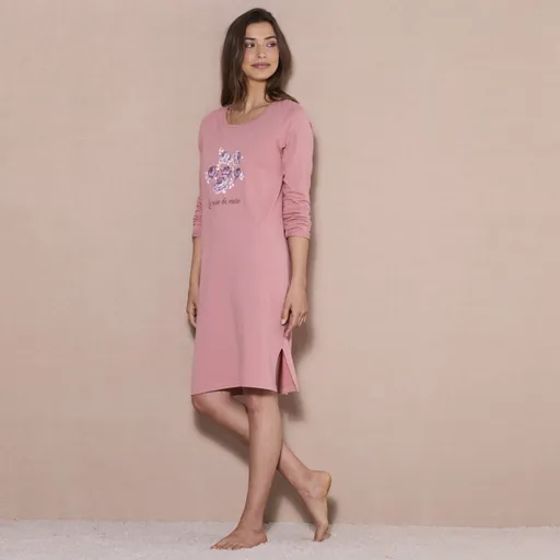 Cămașă de noapte scurtă cu mâneci lungi