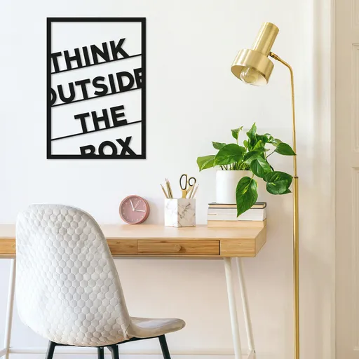 Decoratiune de perete, Think Outside The Box, Dimensiune: 35 x 50 cm, Negru