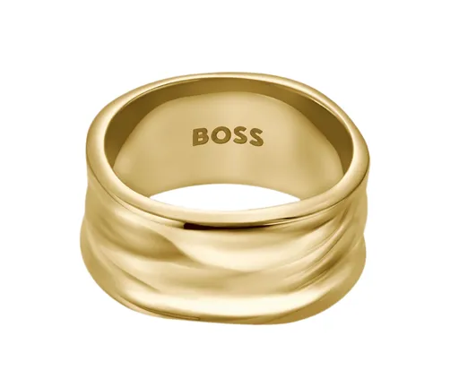 Hugo Boss Inel distinctiv placat cu aur pentru femei Ripple 1580775 58 mm
