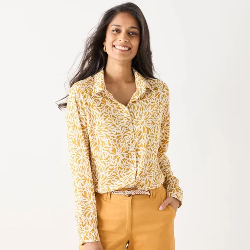 Bluză tip cămașă cu imprimeu în două culori