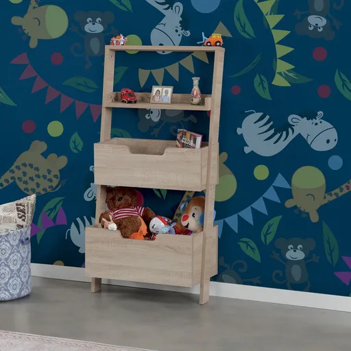 Corp biblioteca, Hanah Home, Low, 59x120x35 cm, Stejar deschis