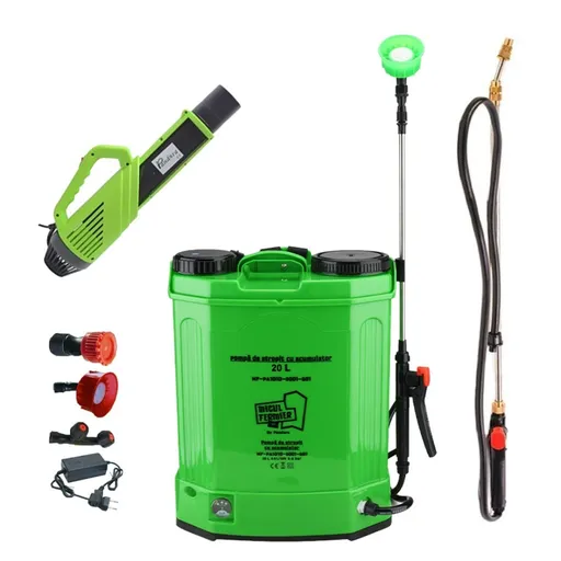 Set Pompa de stropit cu acumulator Micul Fermier by Pandora 20L + Atomizor + Lance telescopica stropit pomi 2.7m, vermorel electric