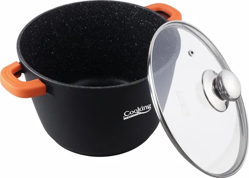 Oala cu capac Dark Line, Cooking by Heinner, 6.3 L, aluminiu turnat, negru
