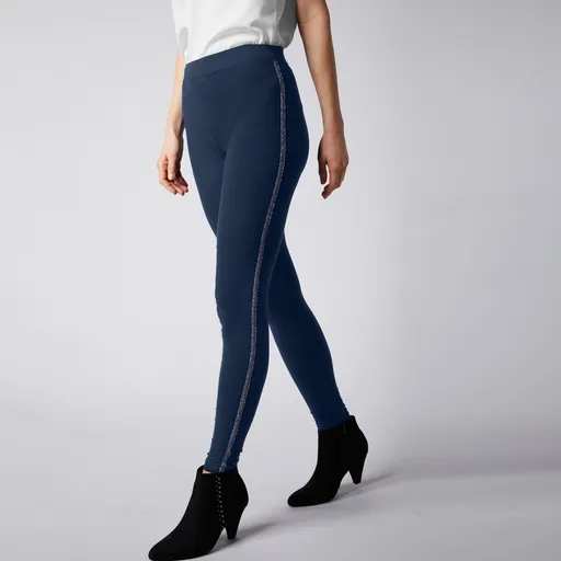Leggings de culoare solidă cu dungi laterale strălucitoare
