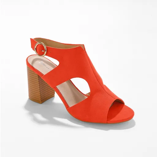 Sandale cu toc în aspect de lemn