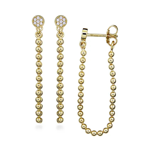 Silver Cat Cercei-lănțișoare placați cu aur cu zirconi cubici SC534