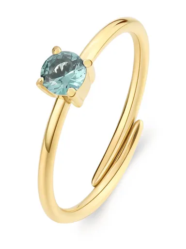 S'Agapõ Inel placat cu aur, cu zirconiu cubic verde Dazzly SDZ39