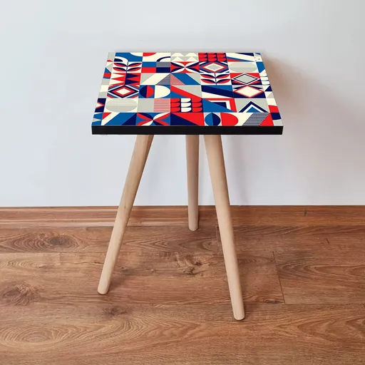 Masuta, Hanah Home, Shp323, 35x42x35 cm, Roșu / Albastru marin / Crem