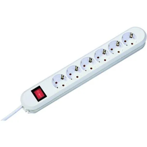 Prelungitor Bachmann, 6 prize, impamantare, protectie copii ,intrerupator, 3 metri, alb 381.251KR