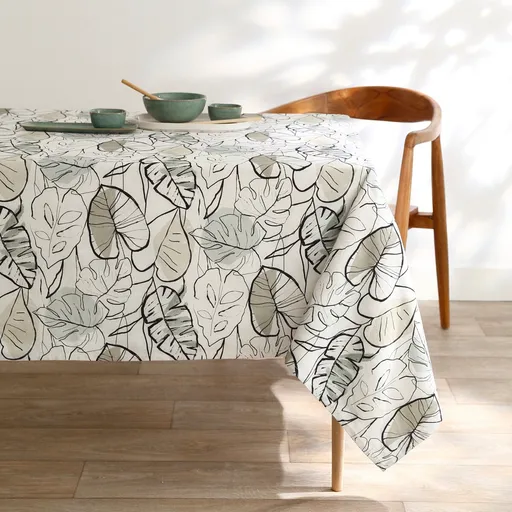 Față de masă din bumbac cu imprimeu de frunze