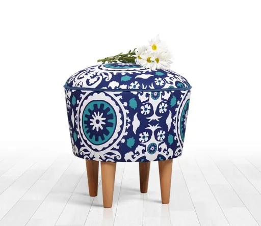 Taburet, Atelier del Sofa, 209FLF1273, Albastru/Alb