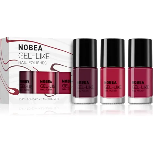 NOBEA Day-to-Day 3-Piece Gel-like Nail Polish set set de lacuri de unghii Sangria red