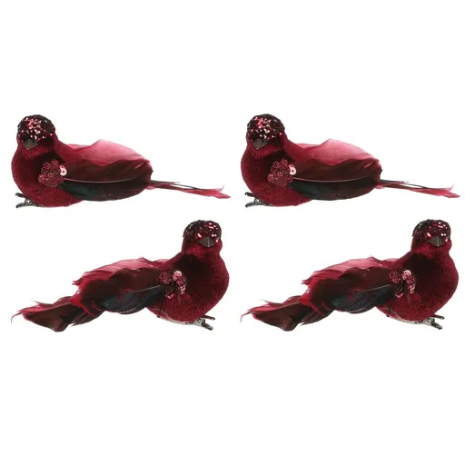 Set păsări pe clemă, roșu, 4 buc.