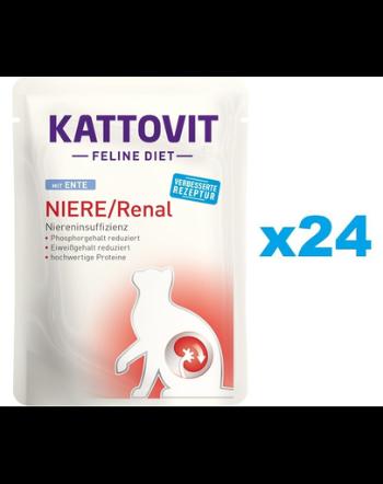 KATTOVIT Feline Diet Niere/Renal hrana umeda dietetica pentru pisici cu afectiuni ale rinichilor, cu rata  24 x 85 g