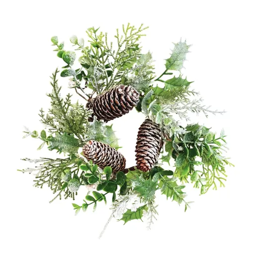 Coroană de Crăciun decorată cu brumă, 30 cm