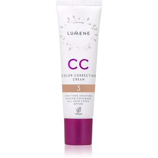 Lumene CC Color Correcting Cream Crema CC pentru un ten uniform SPF 20 culoare 3 (Warm) 30 ml