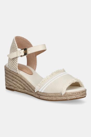 Sandále Tommy Hilfiger FRINGE CANVAS MEDIUM WEDGE béžová farba, FW0FW08879