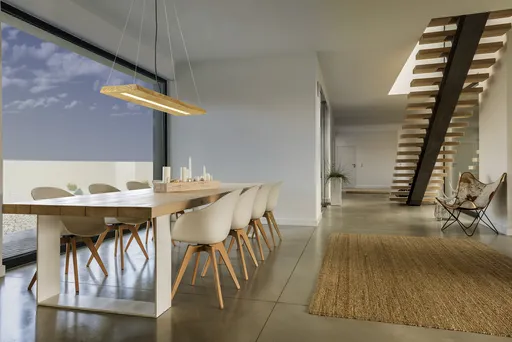 Lustra Brad, TRIO, 100x20x150 cm, 27W, 1x SMD LED, lemn, natur/gri