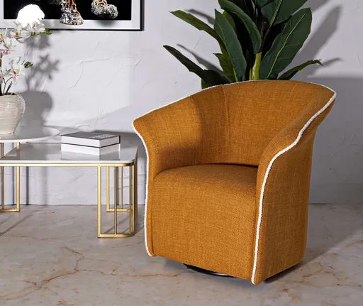 Fotoliu rotativ Senape Siena Swivel, Mauro Ferretti, 83.5x66x80 cm, fier/poliester, galben mustar