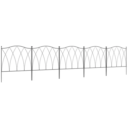 Outsunny Set Gard de Grădină cu 5 Panouri și Șnururi de Fixare, 305x62 cm, Negru | Aosom Romania
