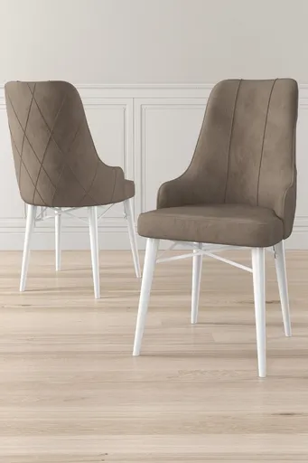 Set scaune 6 piese, Hanah Home, Neta, Cappuccino / Alb