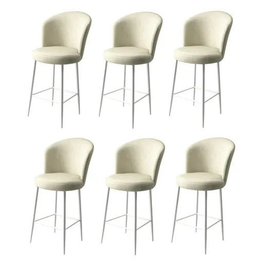 Set de scaune de bar Fora Cream and White, 6 buc., crem deschis, 6 buc.