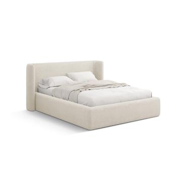 Krémszínű kárpitozott ágyneműtartós franciaágy ágyráccsal 160x200 cm Jason – Windsor & Co Sofas