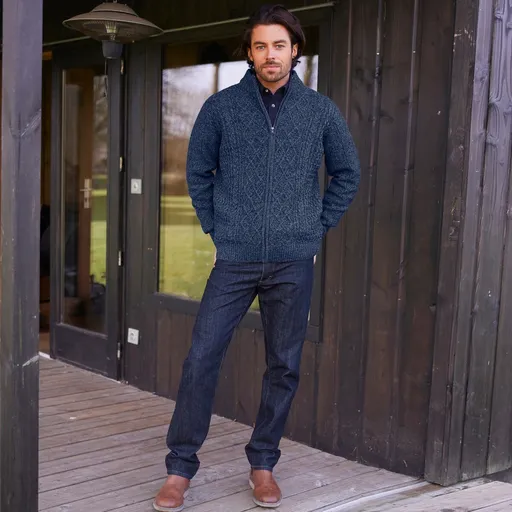 Pulover cu model irlandez și fermoar