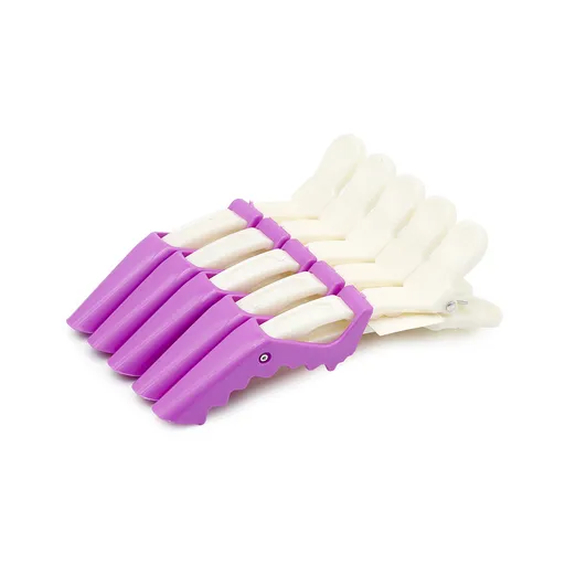 Clipsuri pentru Par din Plastic, Set 5, Alb cu Violet