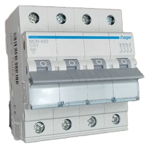 Siguranta automata 4P, 20A, 6kA, curba C Hager MCN420