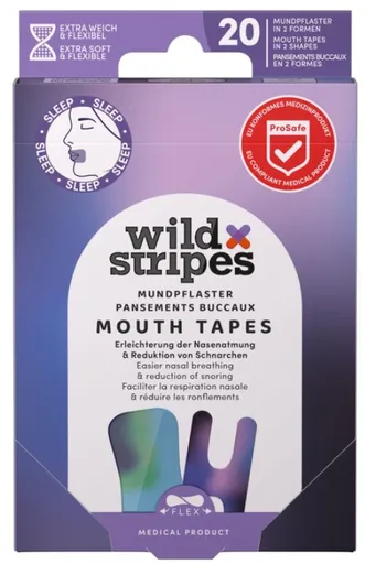 Wild Stripes Plasturi pentru gură care susțin respirația nazală pe timpul nopții Sunset (Mouth Patches) 20 bucăți