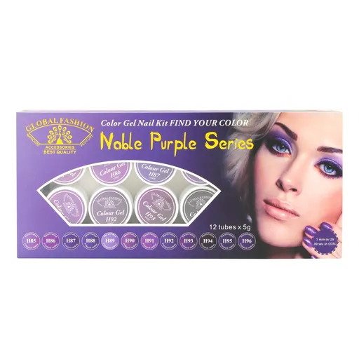 Set 12 Gel Color, Global Fashion, Nable Purple Series, 5g, Violet, TPO Free