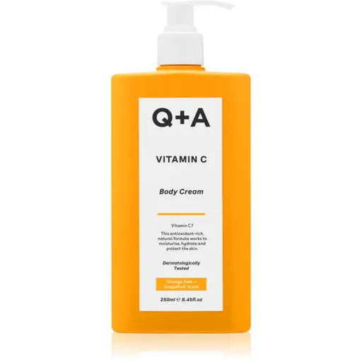 Q+A Vitamin C cremă de corp, cu efect de iluminare parfum Orange zest + Grapefruit 250 ml